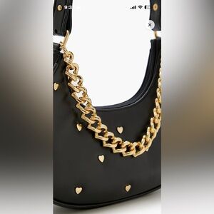 Forever 21 Black Shoulder Bag with Gold Chain